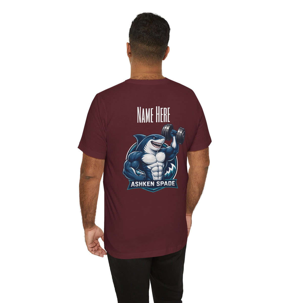 Ashken Spade Shark Weightlifter Personalized Graphic Tee
