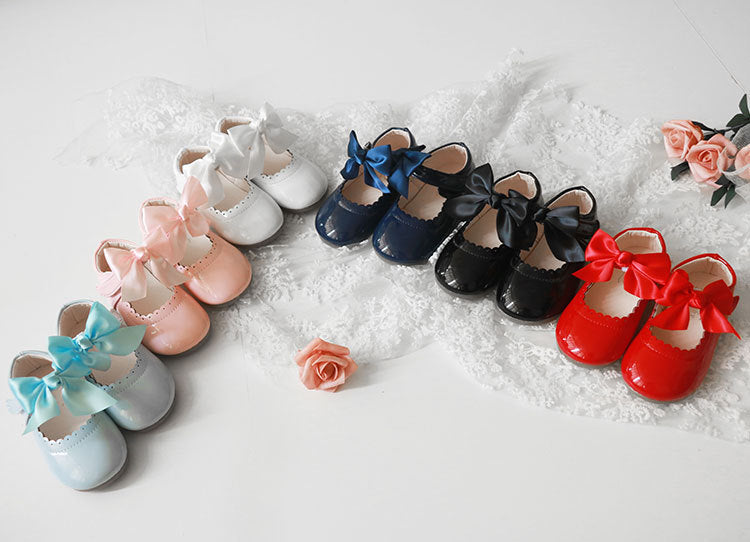 Elegant Bow Leather Girls Shoes