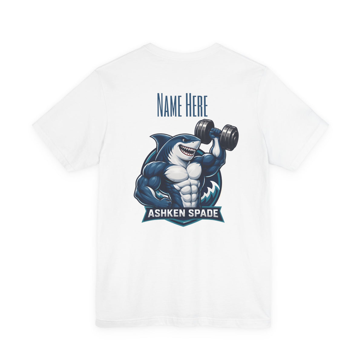 Ashken Spade Shark Weightlifter Personalized Graphic Tee