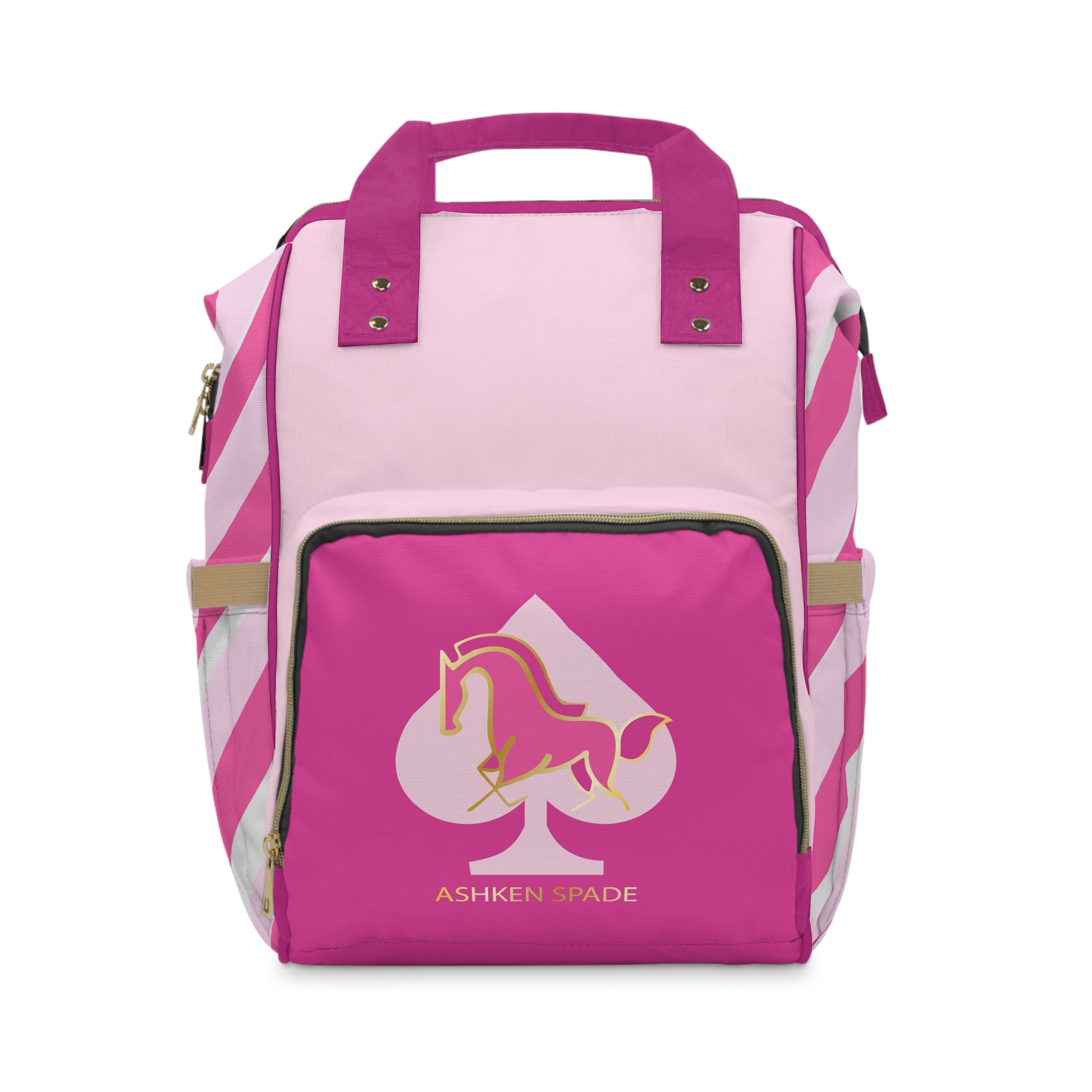 Pink Unicorn Diaper Backpack – Multifunctional Baby Changing Bag with Spade Logo