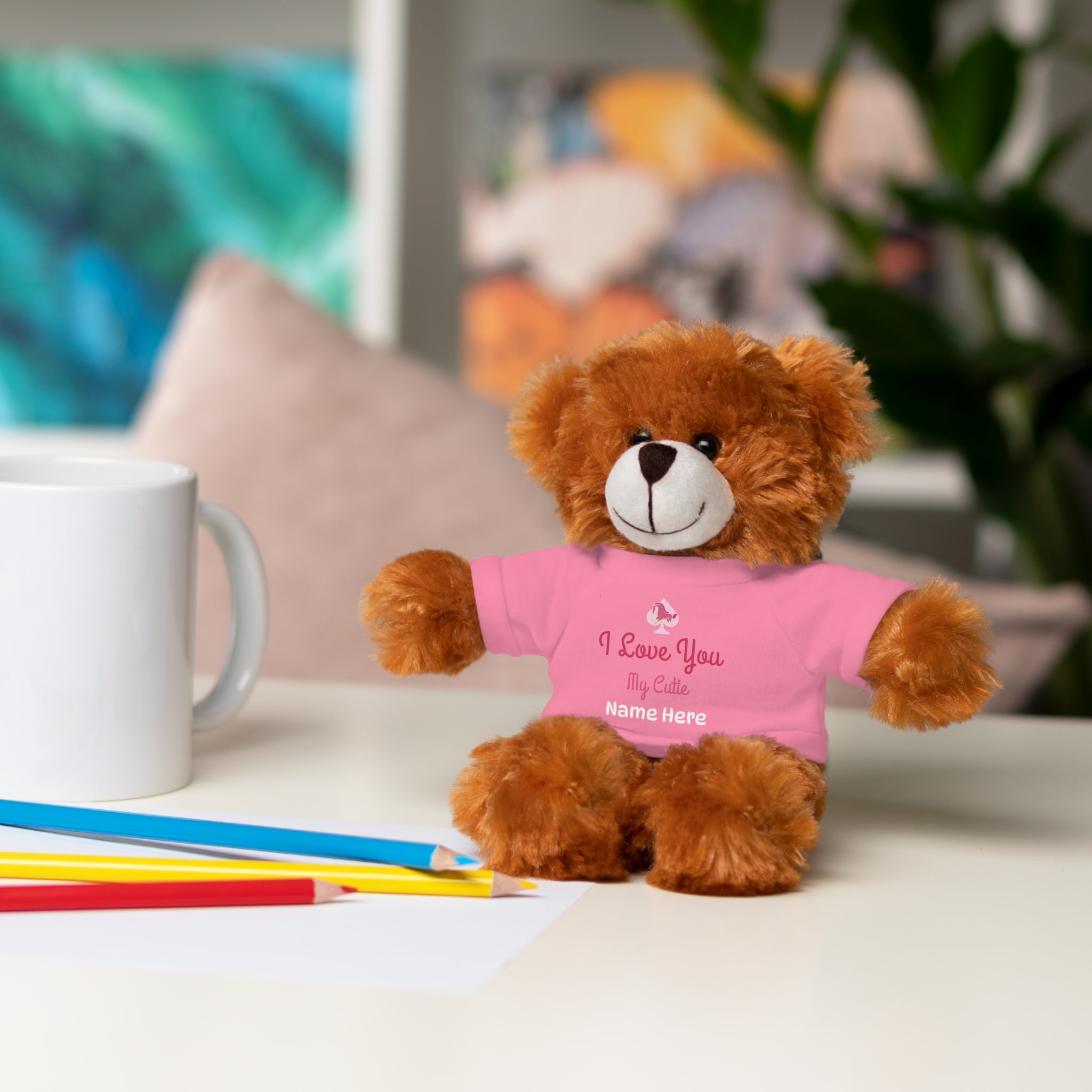 Personalized Teddy Bear with "I Love You" Tee