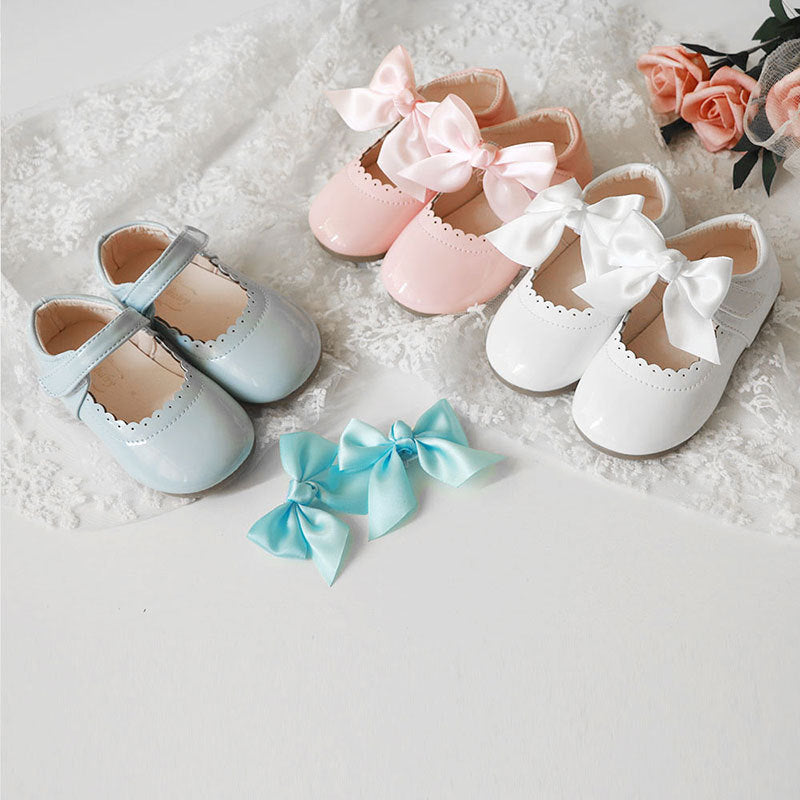 Elegant Bow Leather Girls Shoes