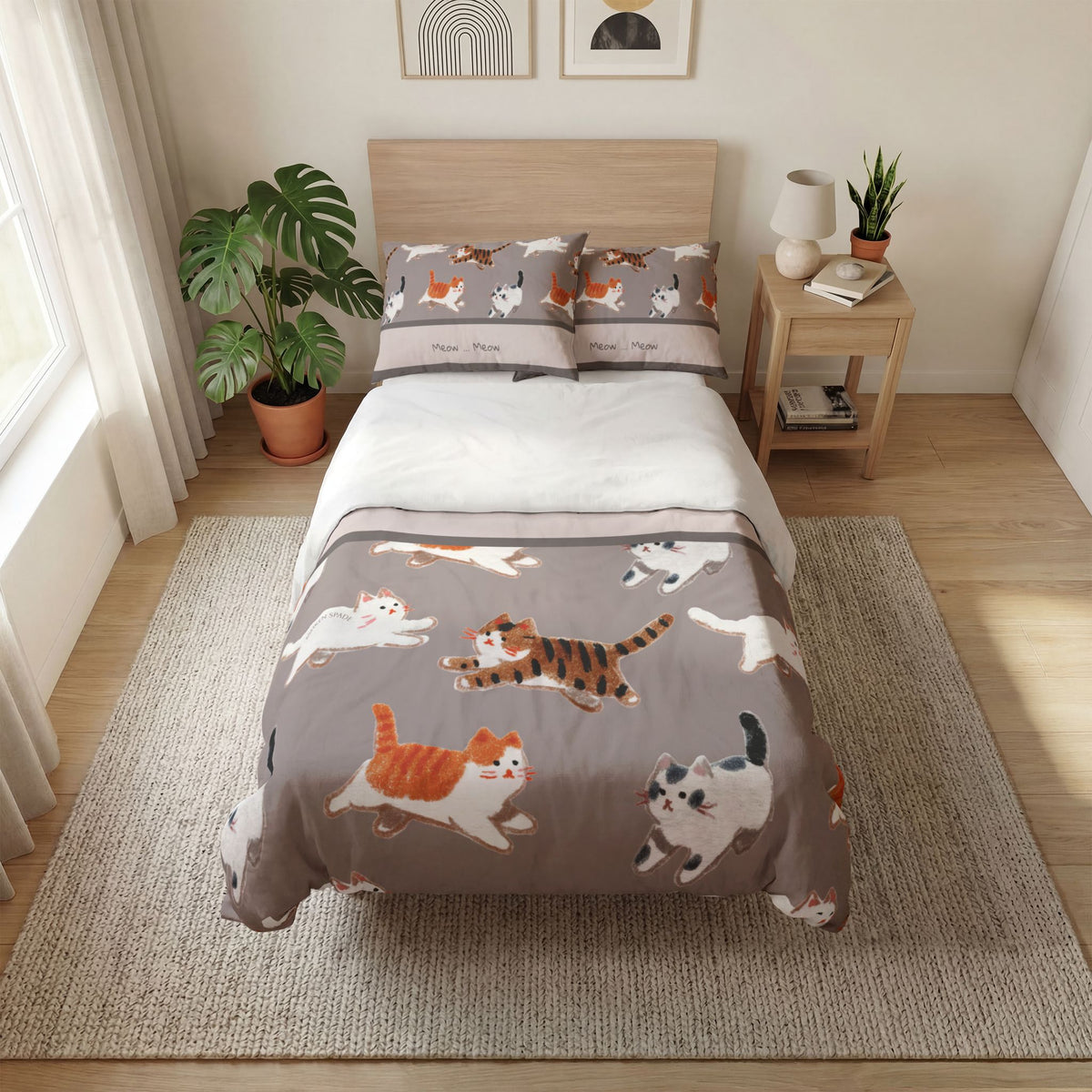 "Meow Makes Everything Cozier" Bedding
