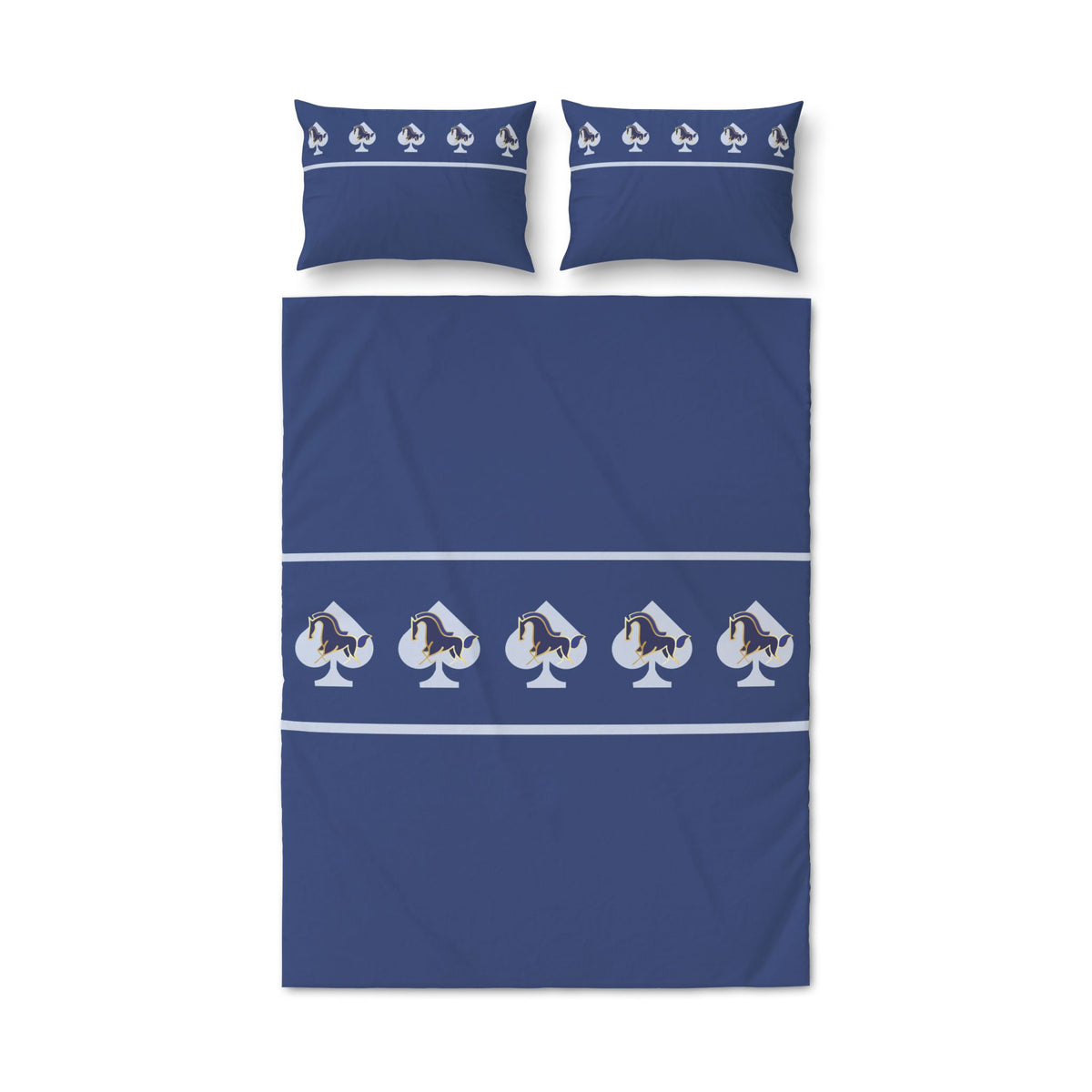 Navy Ashken Spade Pattern Quilt Cover Set