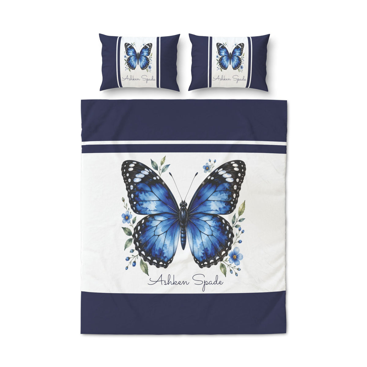 Blue Butterfly “Ashken Shade” Quilt Cover Set
