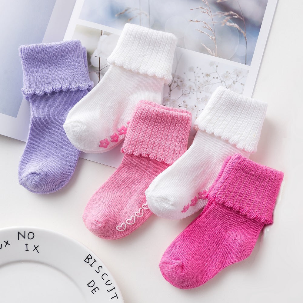 Lace Cotton Children's Socks Turn Over