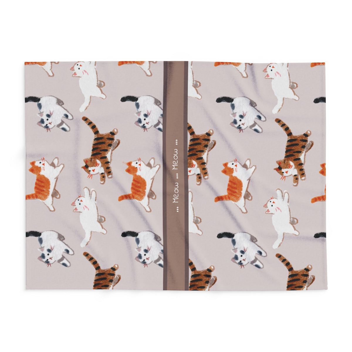Cat Pattern Fleece Blanket — "Meow Meow" Cozy Throw for Cat Lovers