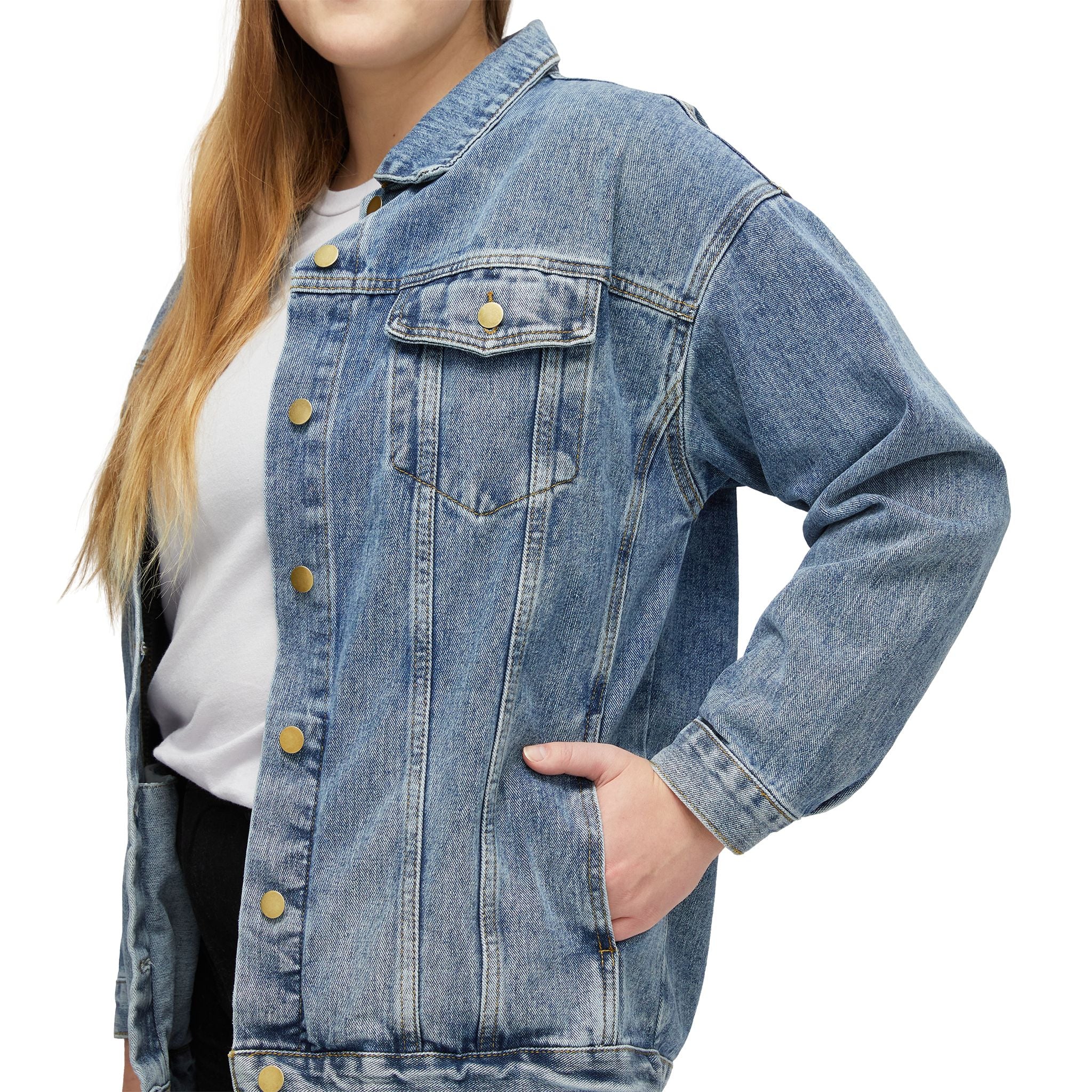 Women's Vintage-Style Embroidered Floral Denim Jacke