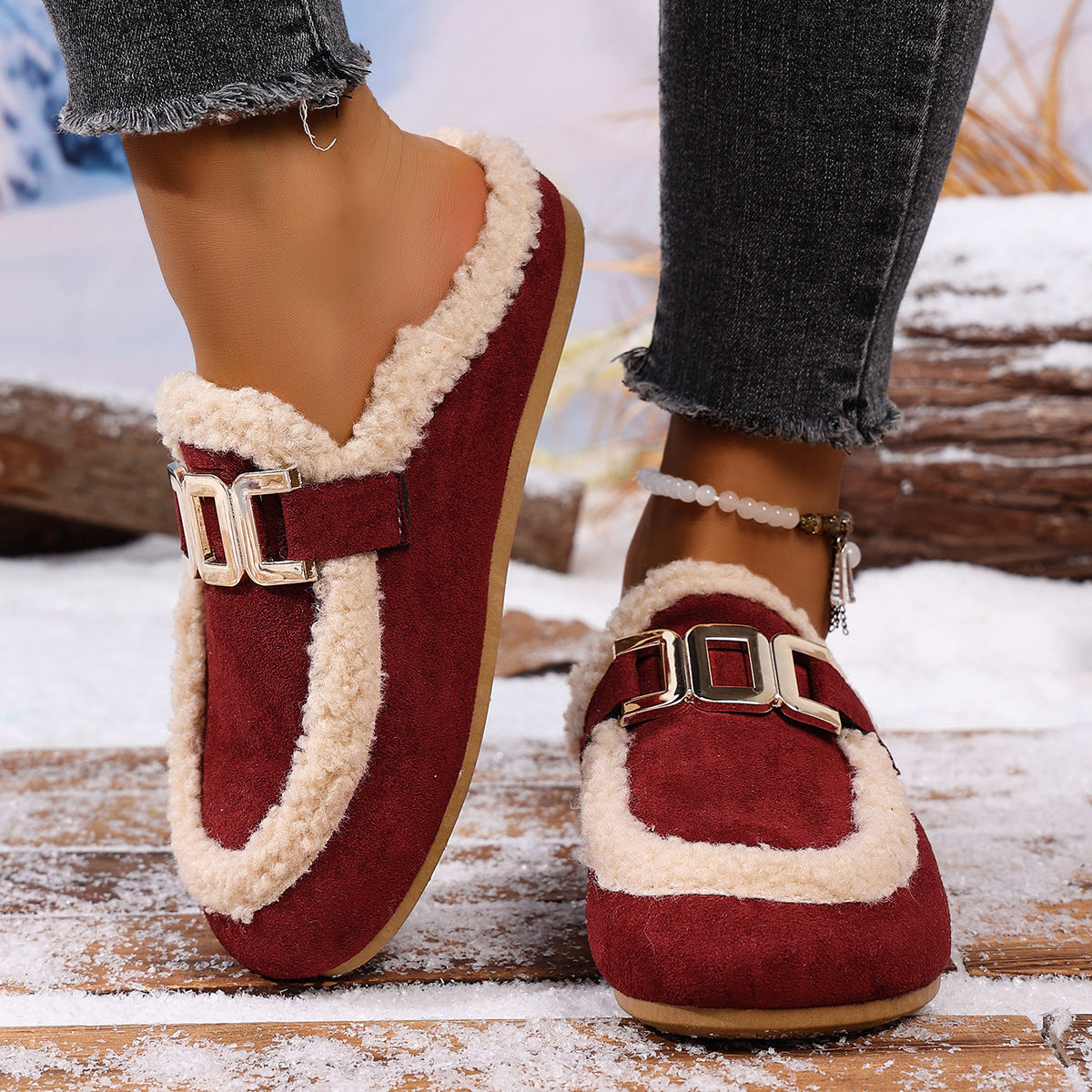 Winter New Birkenstock Closed Toe Fluffy Shoes