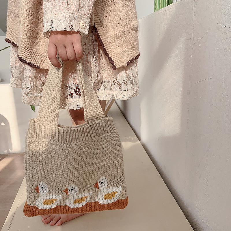 Children's Knitted Shoulder Bag Cartoon Bag