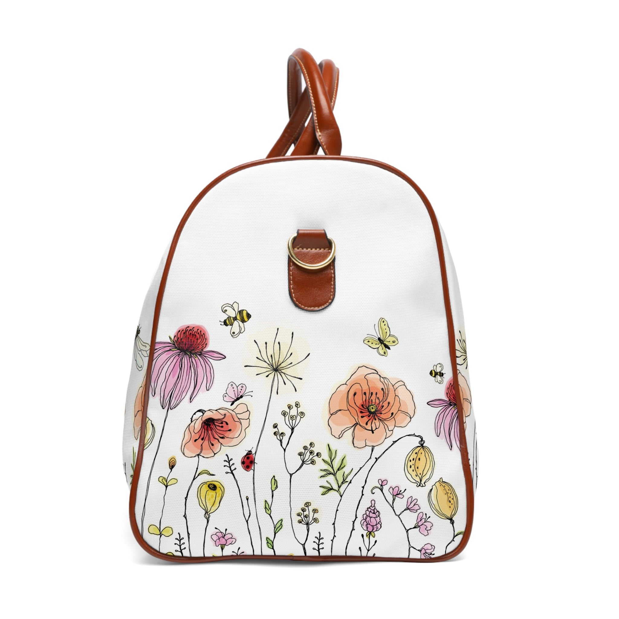 Travel Duffel with Flowers Background