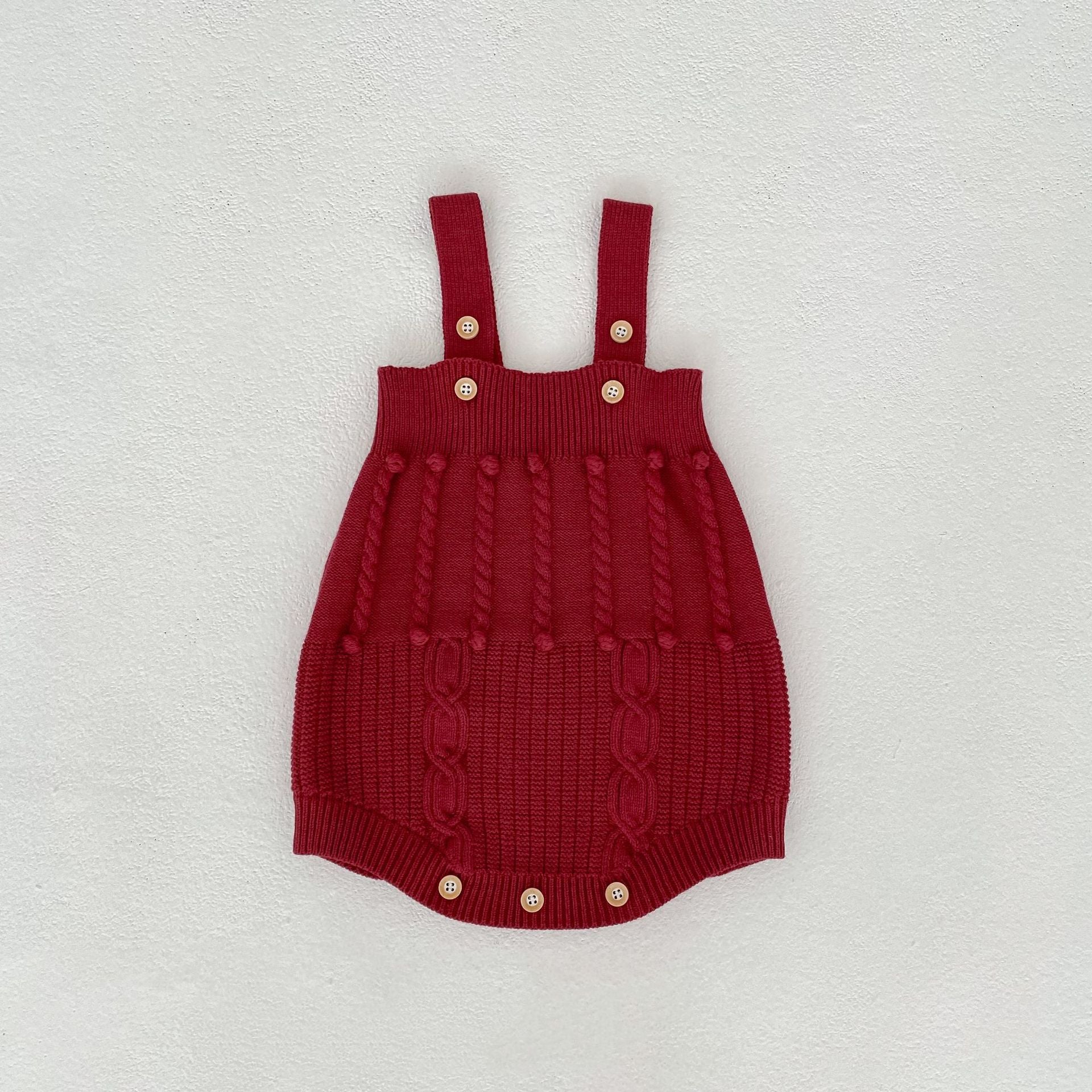 Infant Women's Sweater Hand-hook Bubble Ball Knitted Romper And Coat Two-piece Set