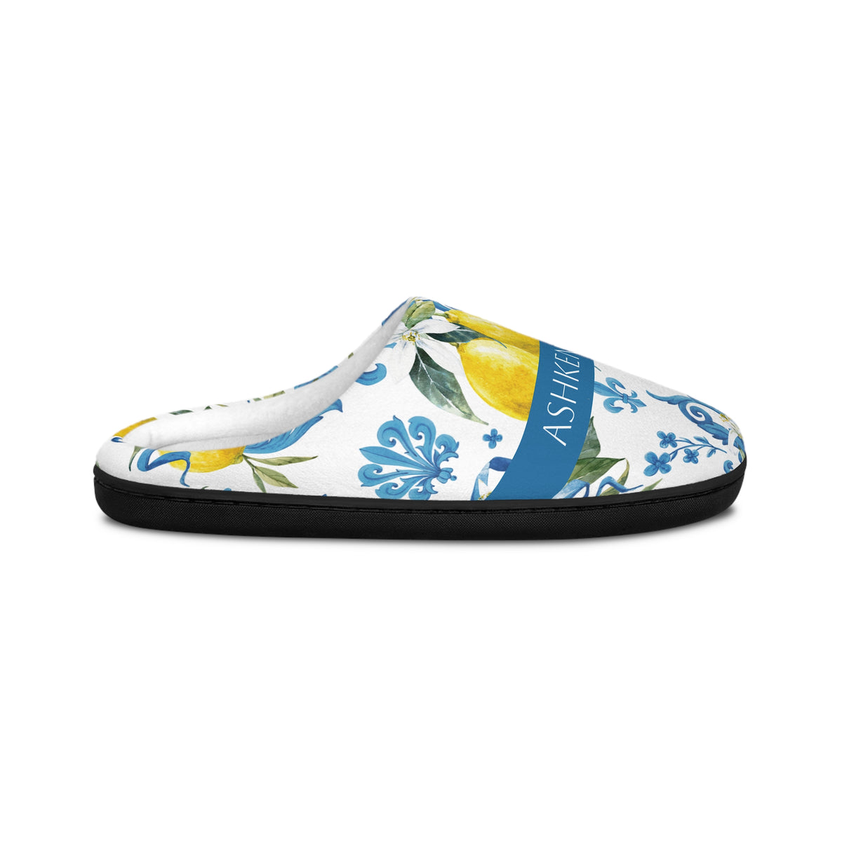 Lemon Blue Floral Indoor Slippers