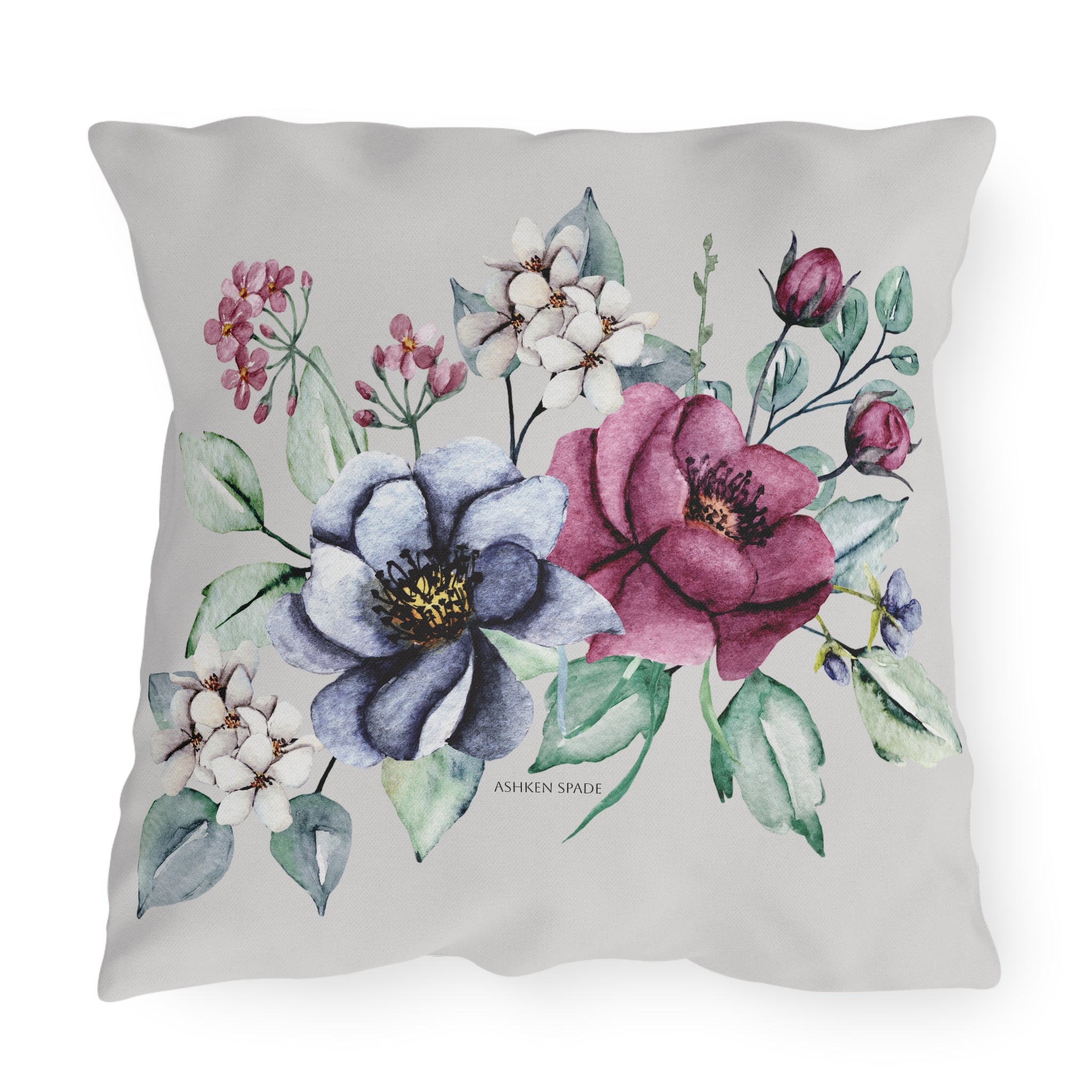 Gray Cushion With Flower