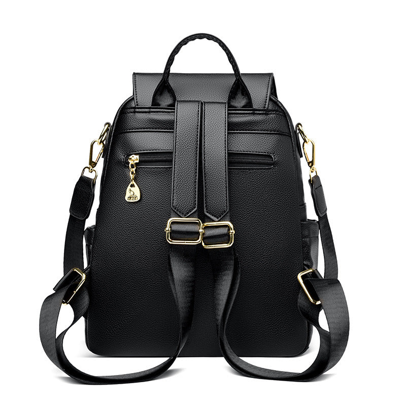 Elegant Leather Backpack with Pendant