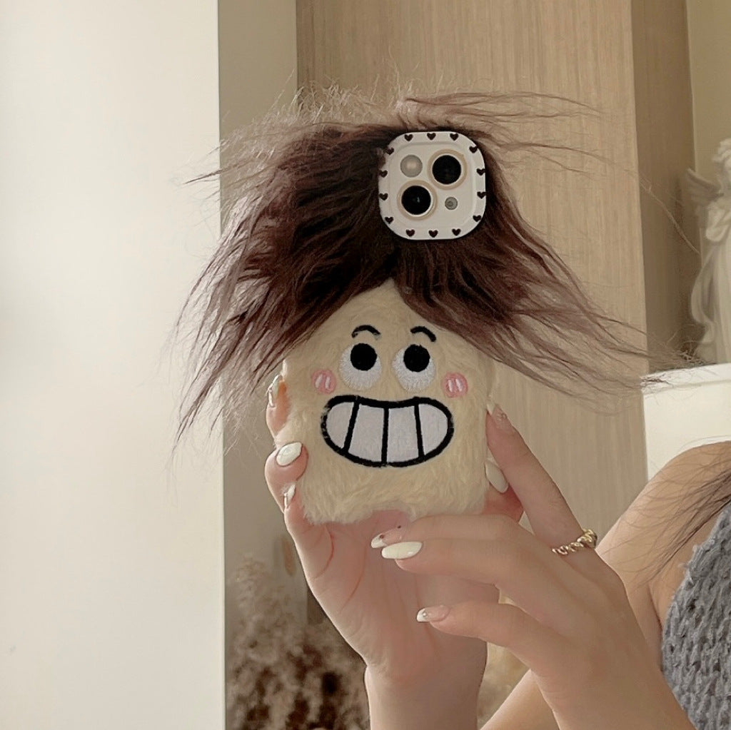 Plush Long Hair Smirk Boy Phone Case