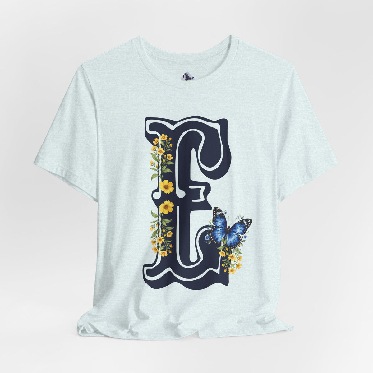 Floral Monogram E Letter T-Shirt