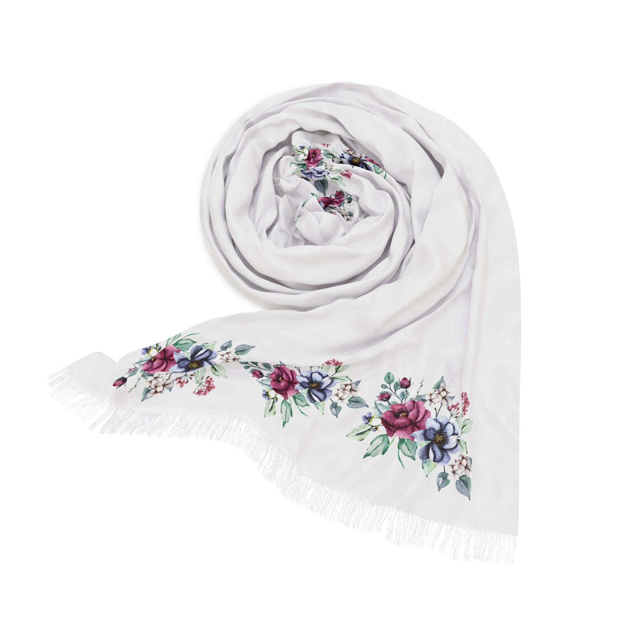 Pastel Green Floral Border Scarf