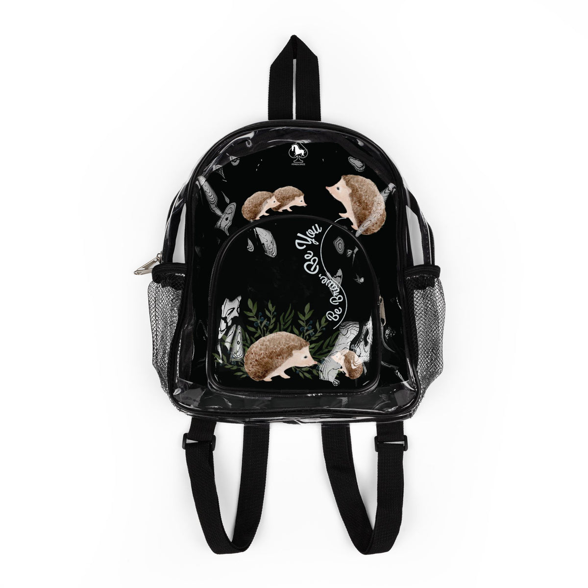"Be Brave,Be You"Cute Hedgehog Transparent Bag