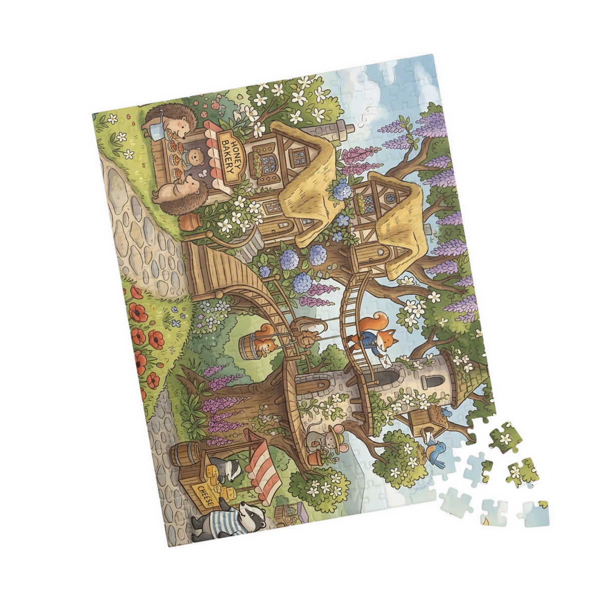 Whimsical Treehouse Village Puzzle — 252/520/1014 pc Scenic Jigsaw for Adults & Kids