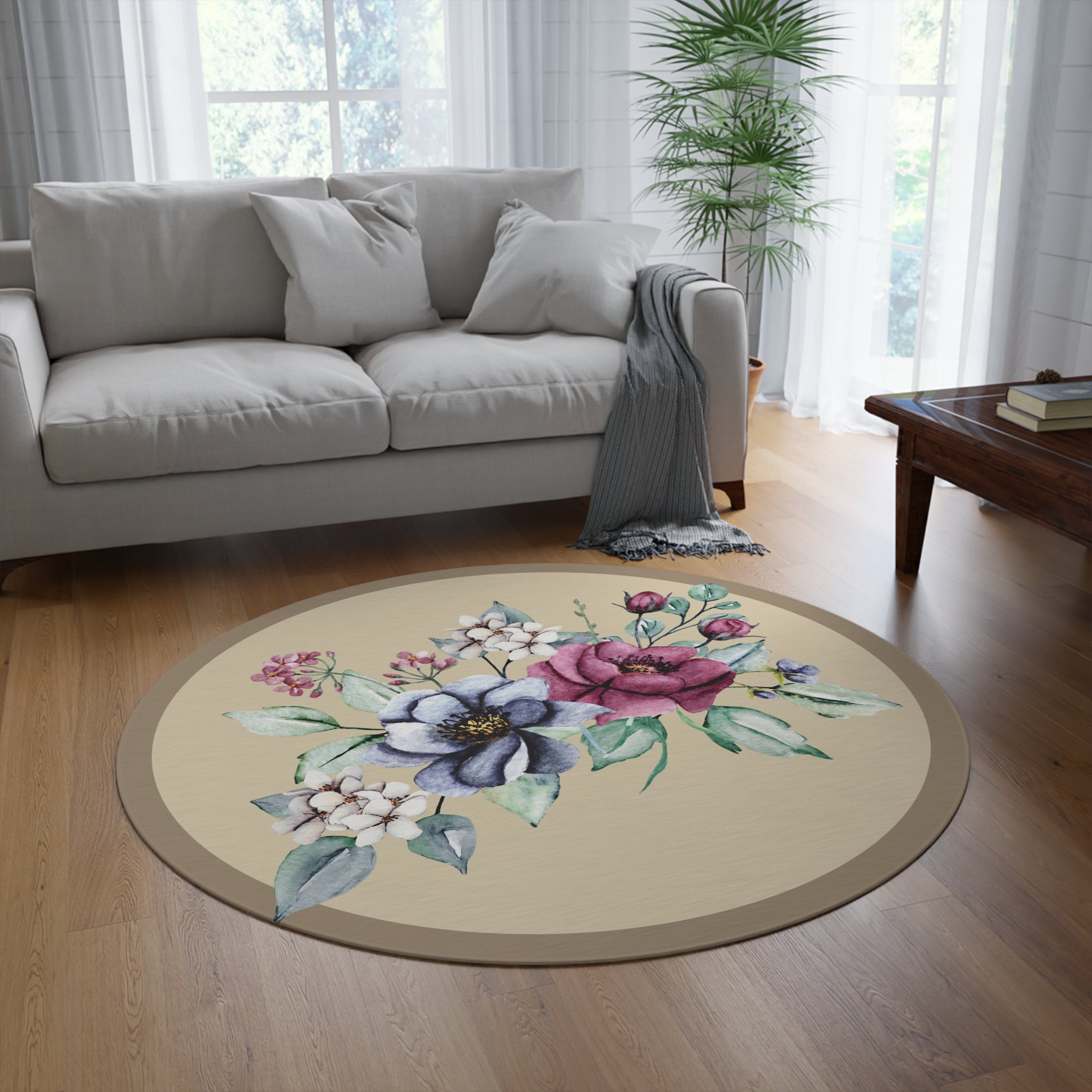 Copy of Floral Watercolor Round Rug