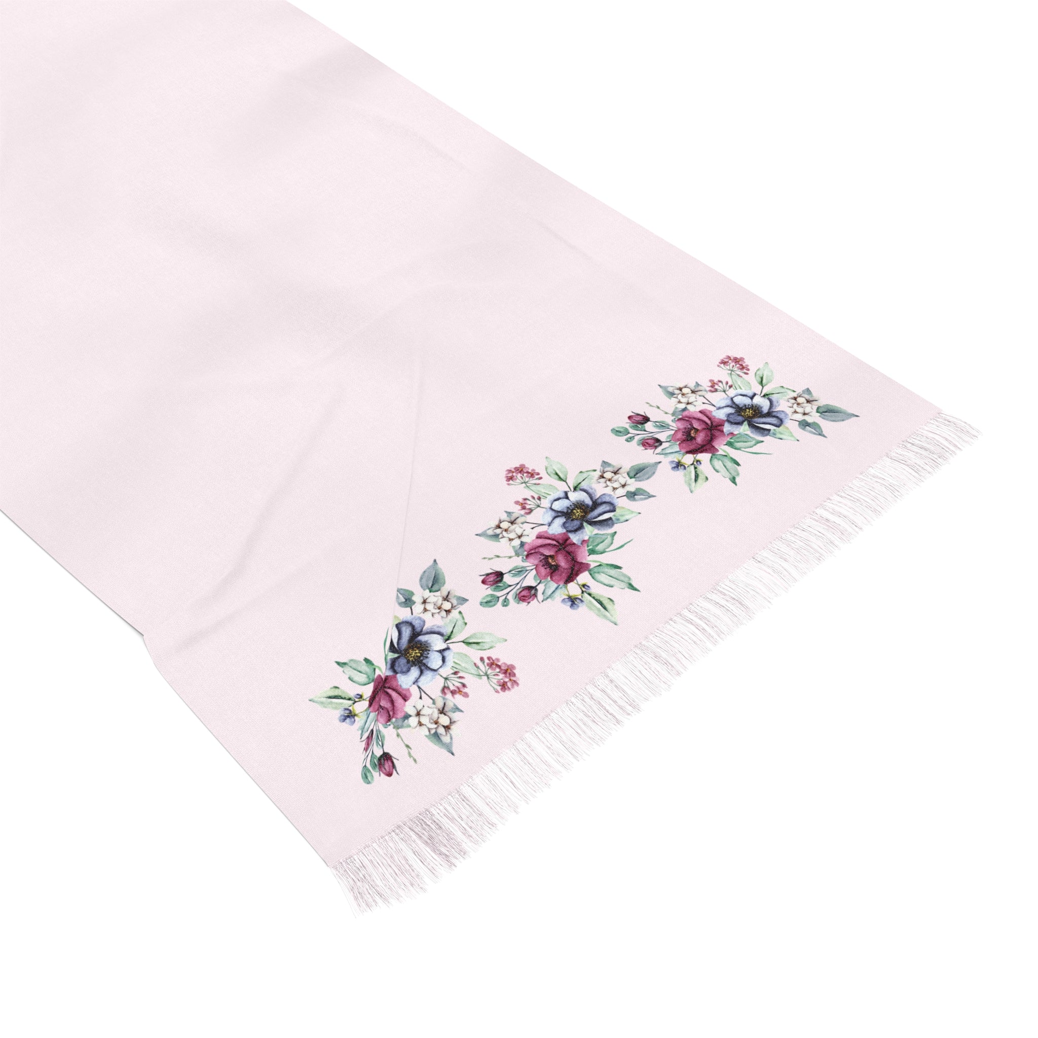 Pastel Pink Floral Border Scarf