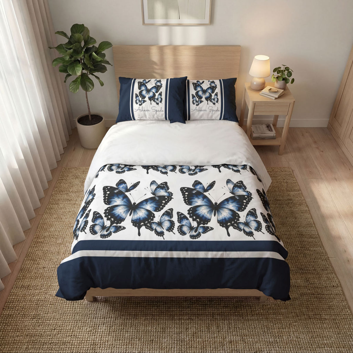 Blue Butterfly Quilt Cover Set