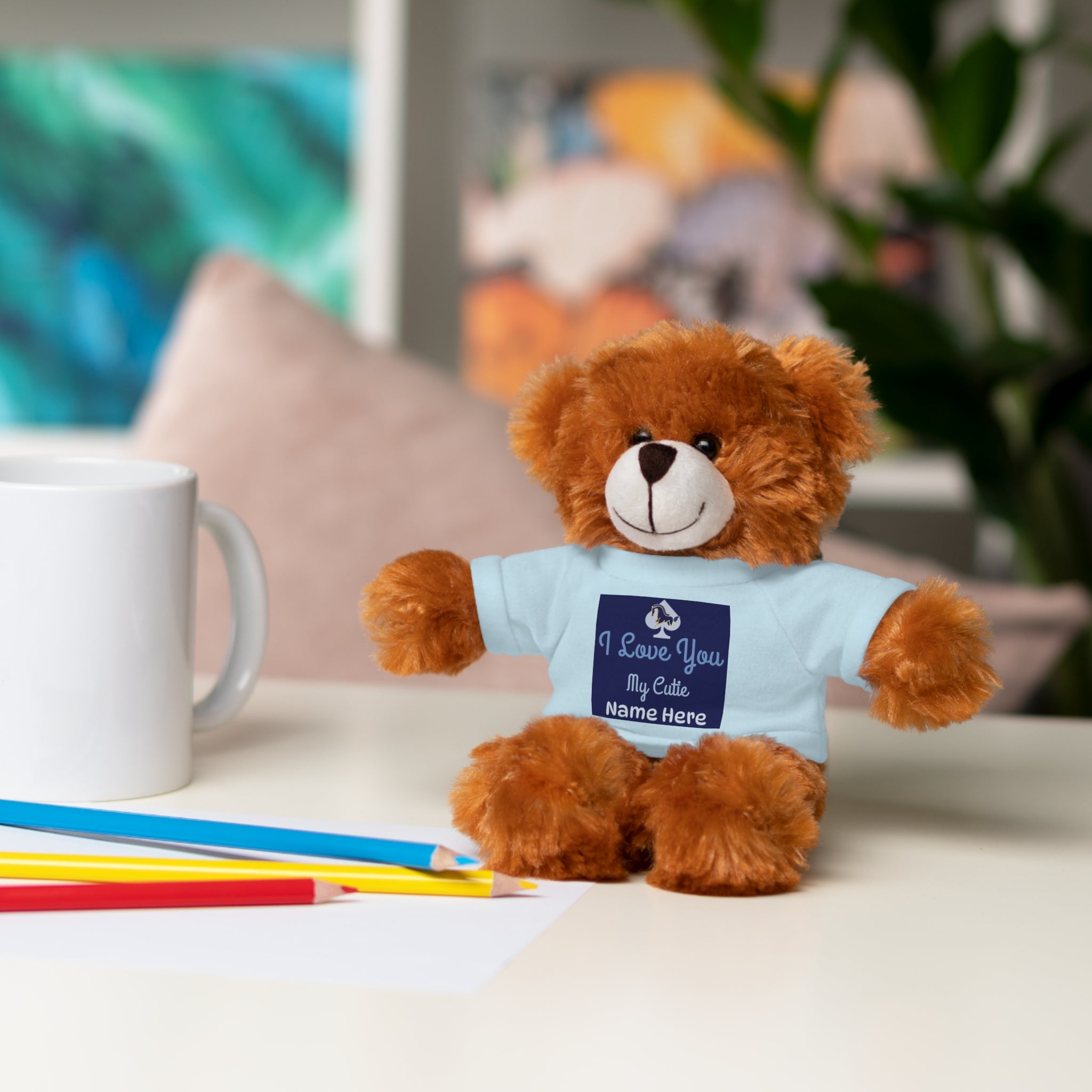 Personalized Teddy Bear with "I Love You" Tee