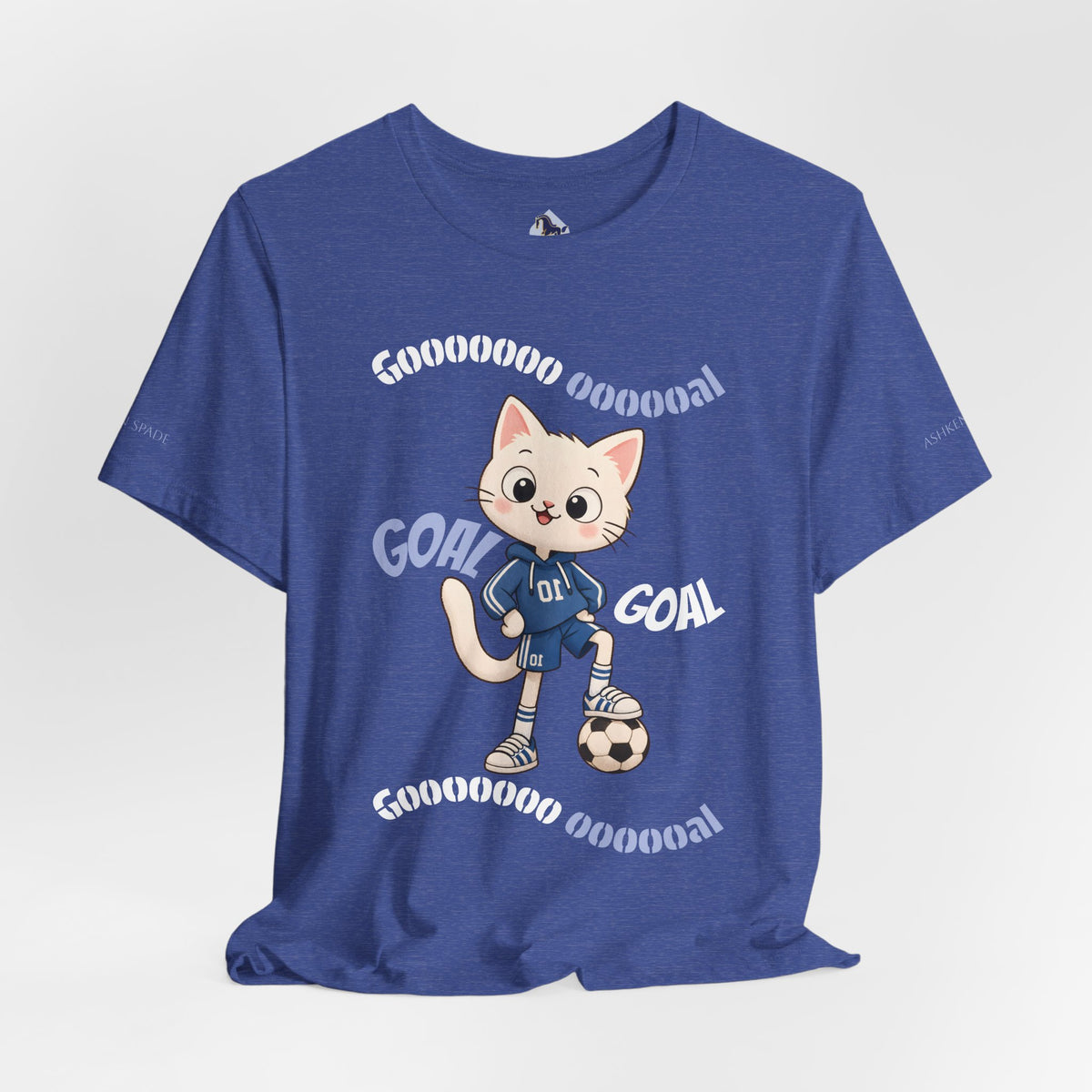 Soccer Cat T-Shirt — Cute 'Goal! Gooooal' Kids & Youth Soccer Tee (Custom Name)