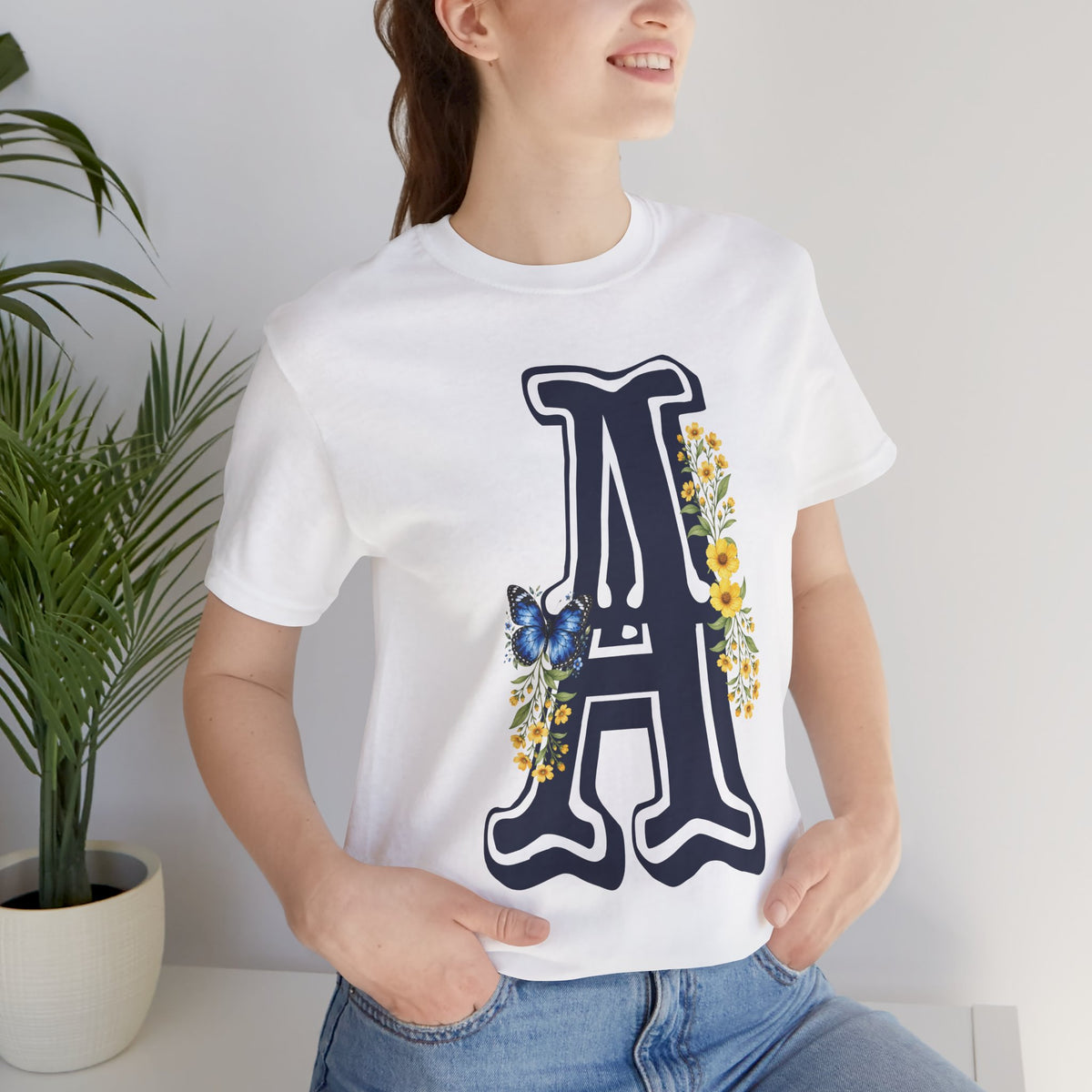 Floral Letter A Graphic T-Shirt