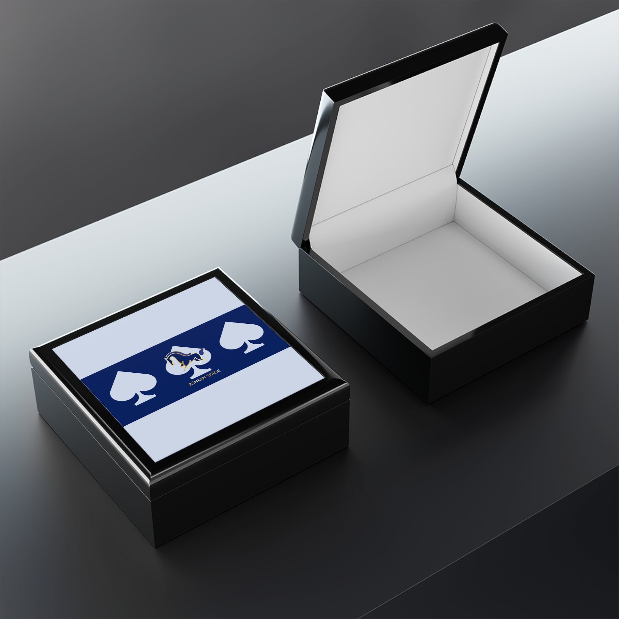 Navy Ashken Spade Jewelry Box