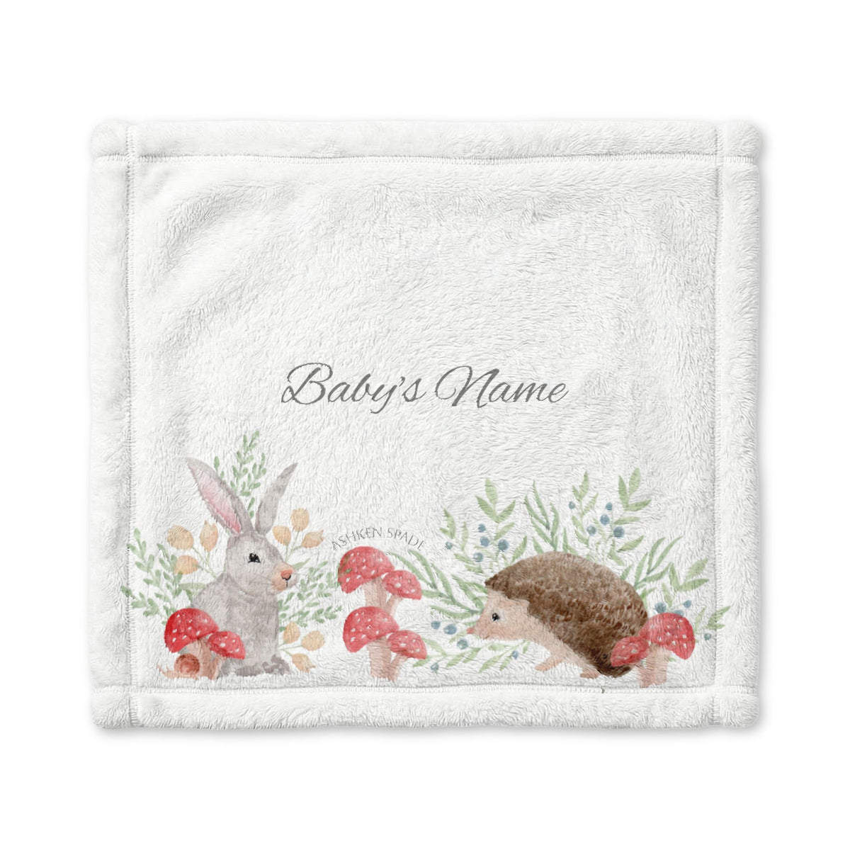 Personalized  Woodland Bunny & Hedgehog Baby  Blanket
