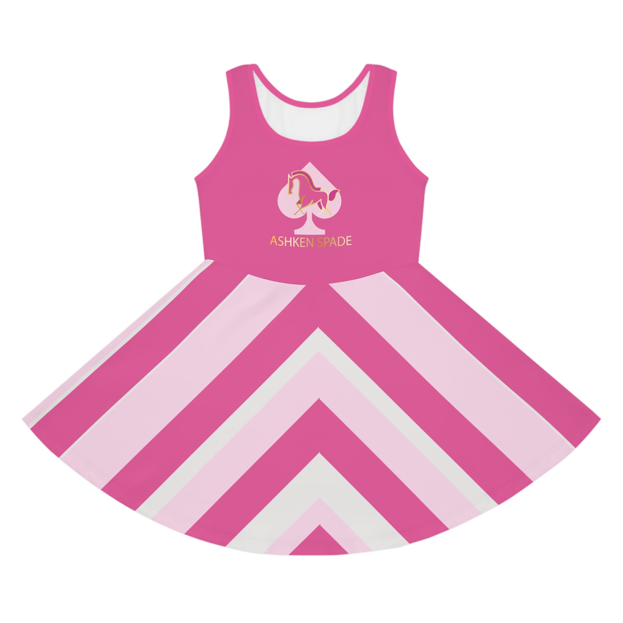 Pink Geometric Chevron Girls' Sundress