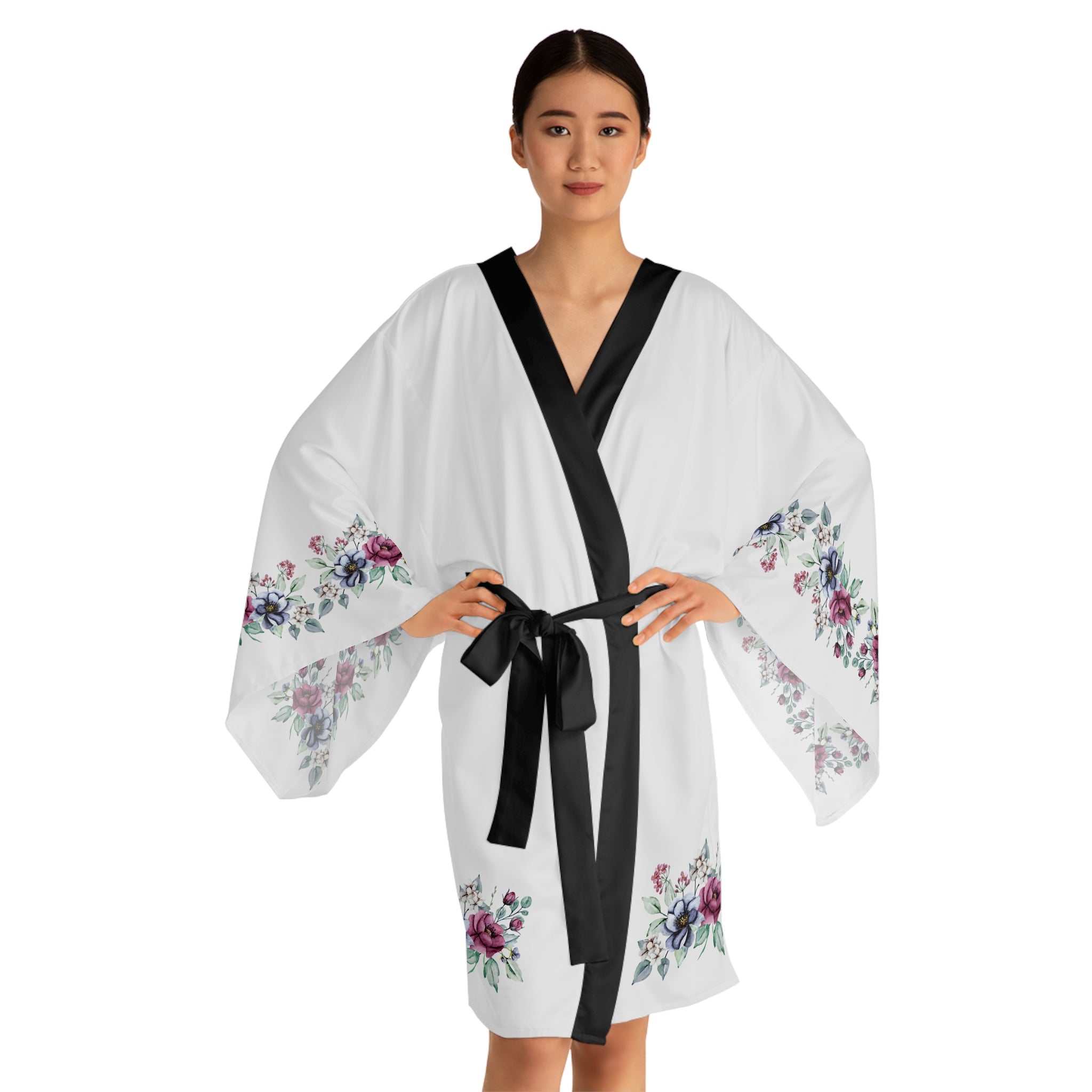Navy Floral Kimono Robe