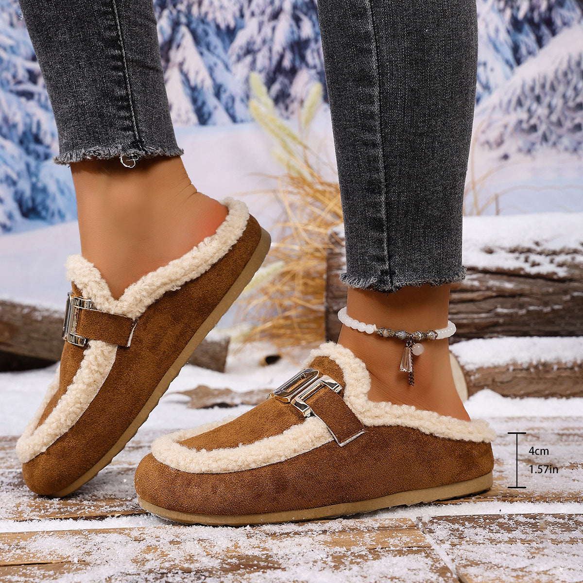 Winter New Birkenstock Closed Toe Fluffy Shoes