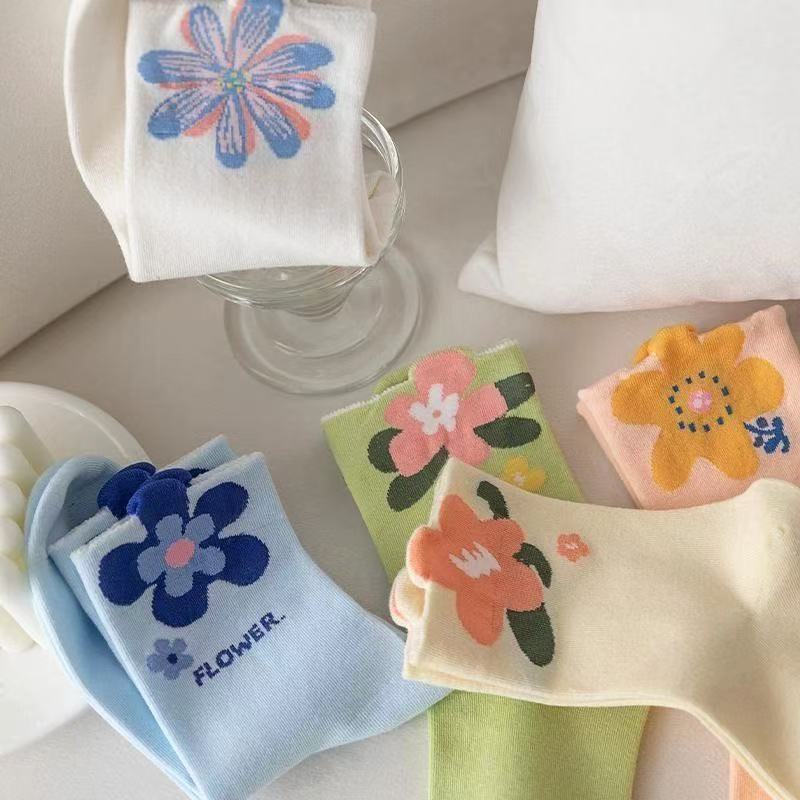 Colorful Flowers Tube Socks