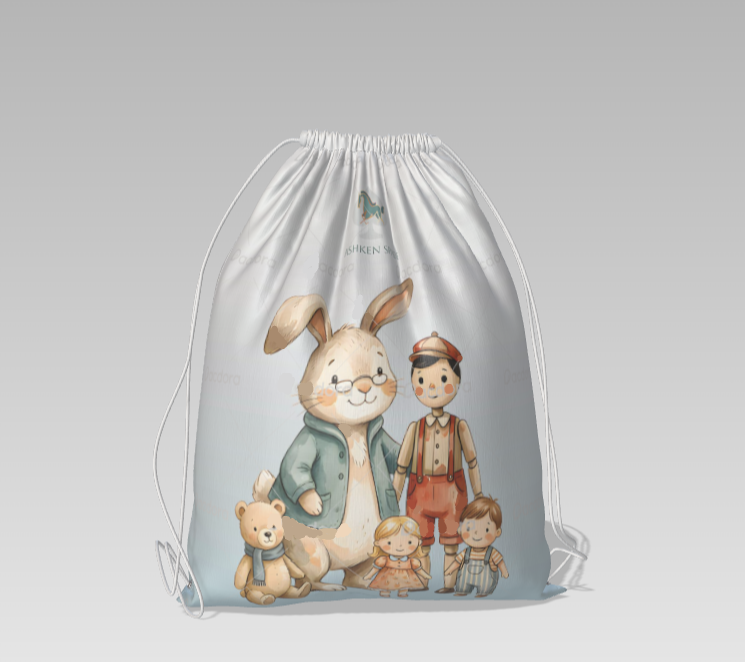 Bunny & Toys  Drawstring Bag