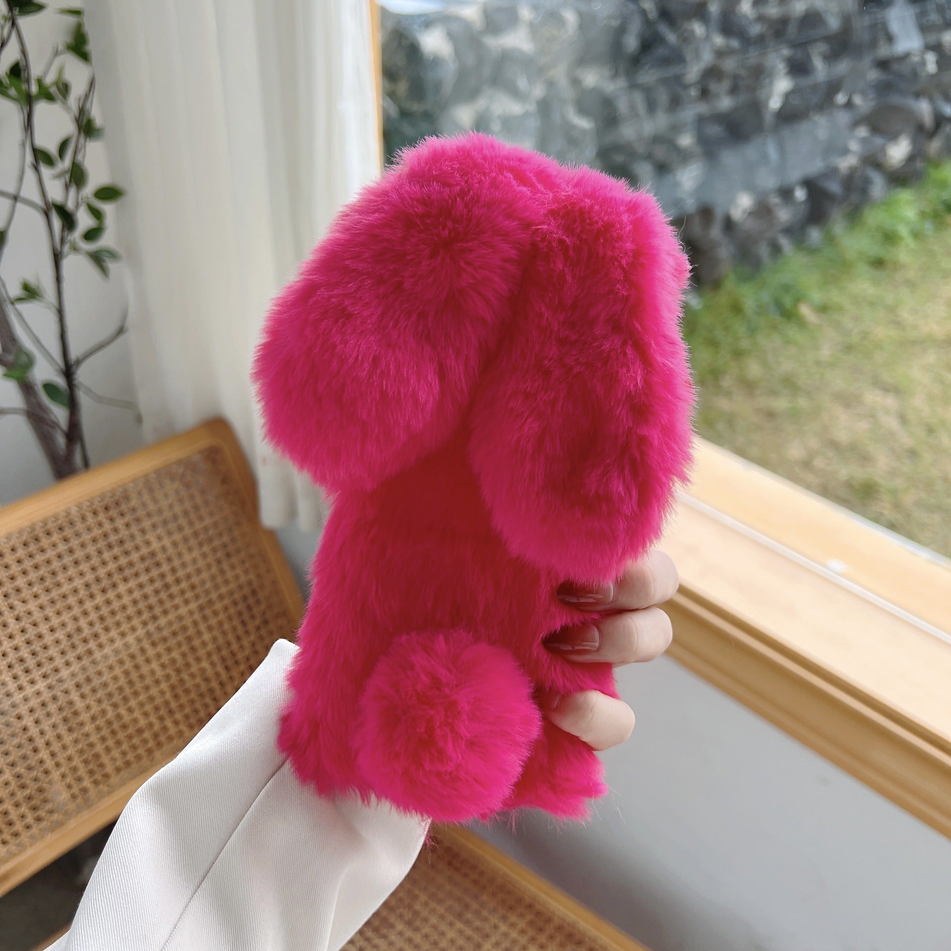 Foldable Screen Plush Rabbit Ears Mobile Phone Protective Case