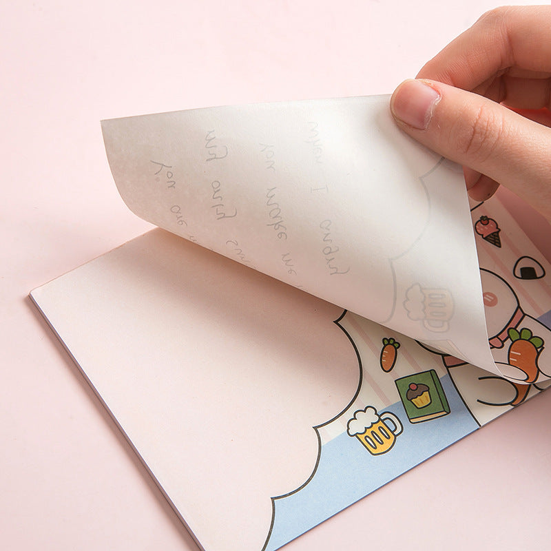 Cute Happy Rabbit Cartoon Plaid Note Stationery