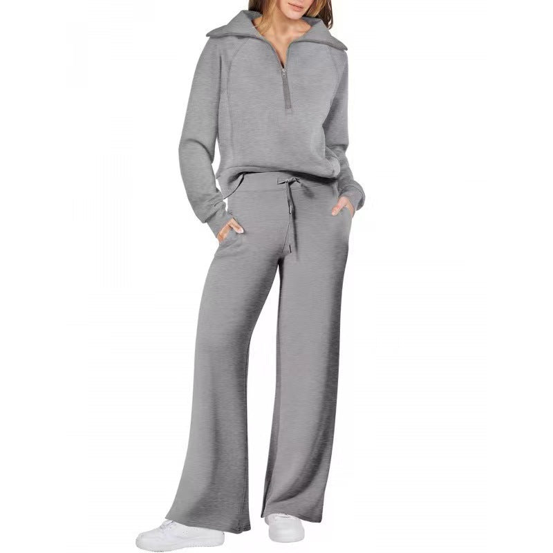 Europe And America Foreign Trade 2024 Autumn And Winter Fashion Casual Sport Two-piece Set For Women