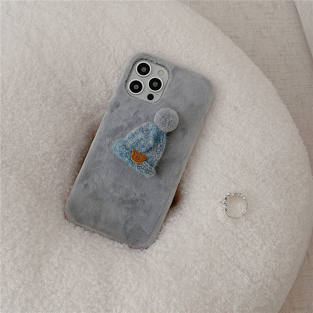 Autumn And Winter Plush Phone Case Candy Color