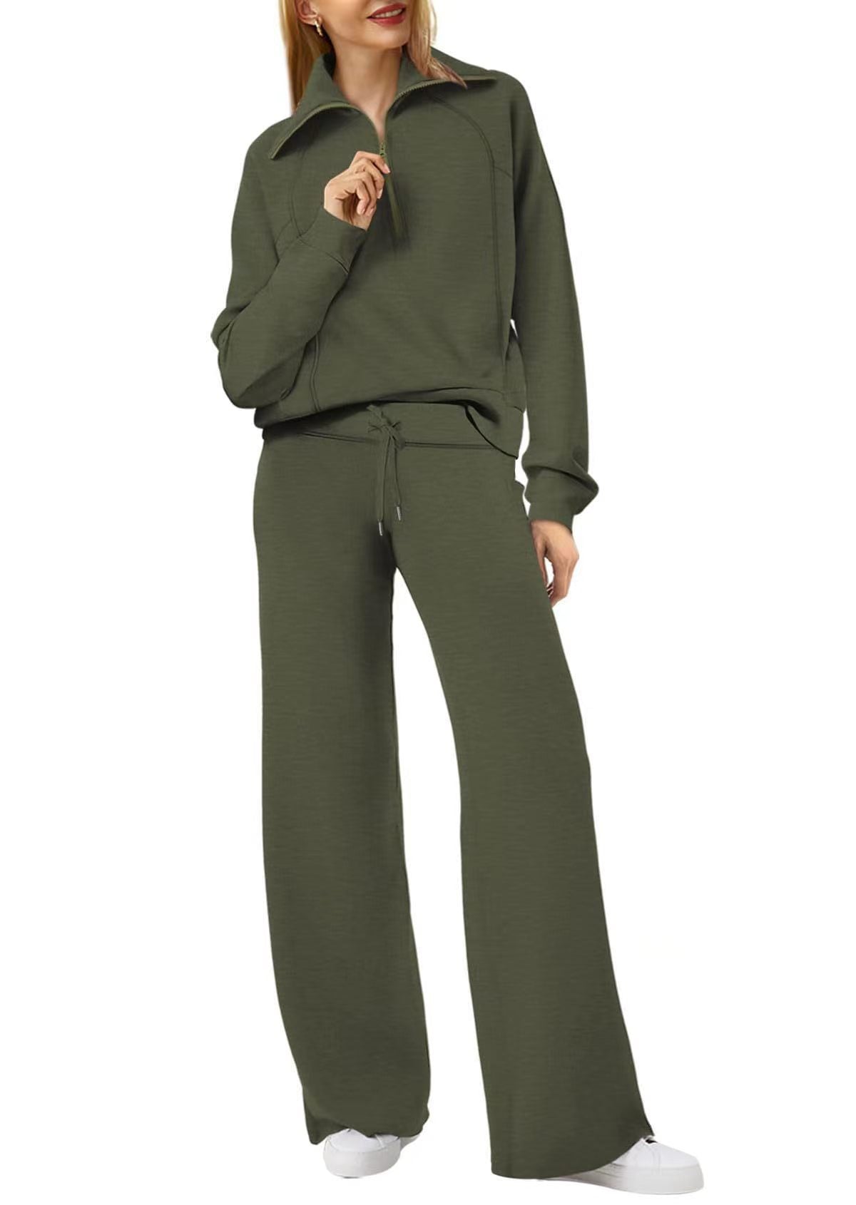 Europe And America Foreign Trade 2024 Autumn And Winter Fashion Casual Sport Two-piece Set For Women