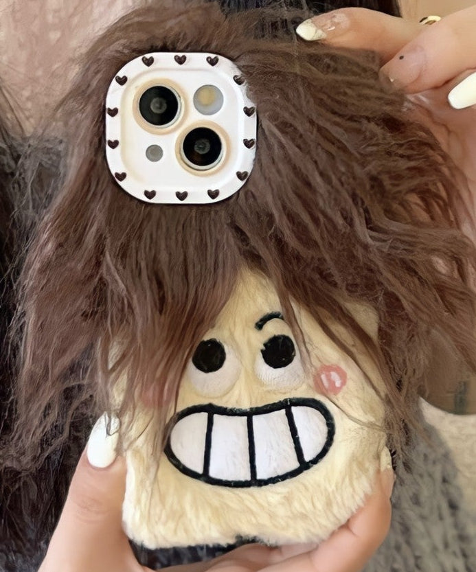 Plush Long Hair Smirk Boy Phone Case