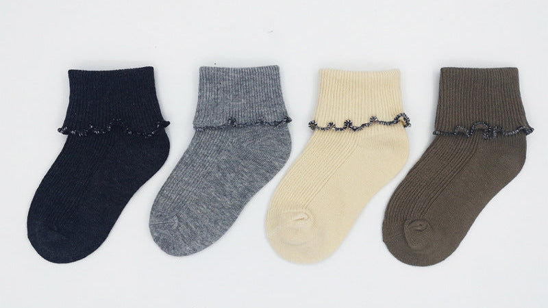 Lace Cotton Children's Socks Turn Over