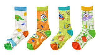 New Cartoon Illustration Socks Cotton Children's Mesh Socks