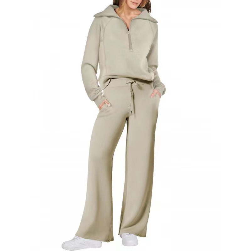 Europe And America Foreign Trade 2024 Autumn And Winter Fashion Casual Sport Two-piece Set For Women