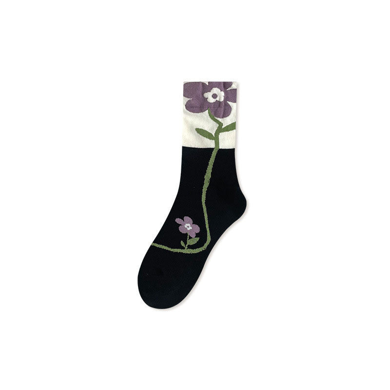 Retro Flower Mid-Calf Socks