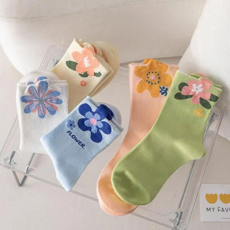 Colorful Flowers Tube Socks