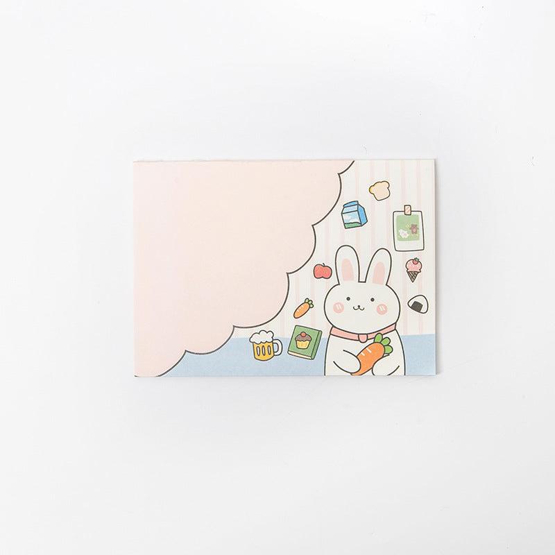 Cute Happy Rabbit Cartoon Plaid Note Stationery