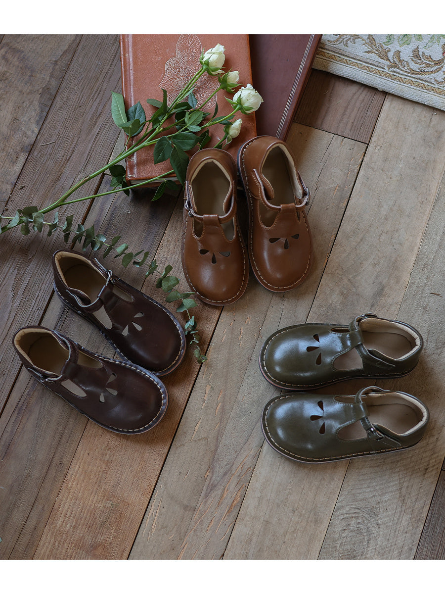 Vintage Hollowed Out Leather Shoes Baby